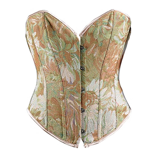 Retro Oil Panting Strapless Sweetheart Corset Bustier Top - Golden Daisy