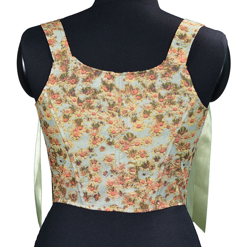 Renaissance Lace Up Floral Corset Top - Sunflower Garden