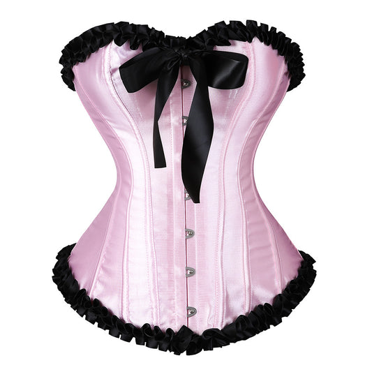 Retro Satin Strapless Sweetheart Corset Bustier Top in Pink