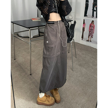 High Waist Detachable Two-wear Design Cargo Skirt in Dark Grey