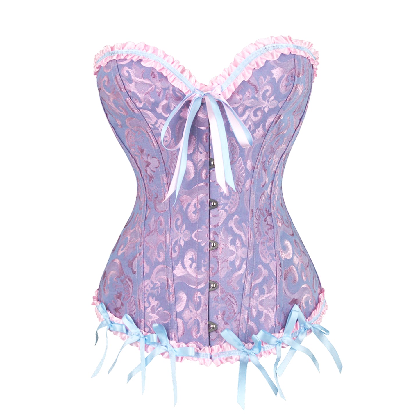 Retro Satin Obscure Jacquard Strapless Sweetheart Corset Bustier Top in Lavender