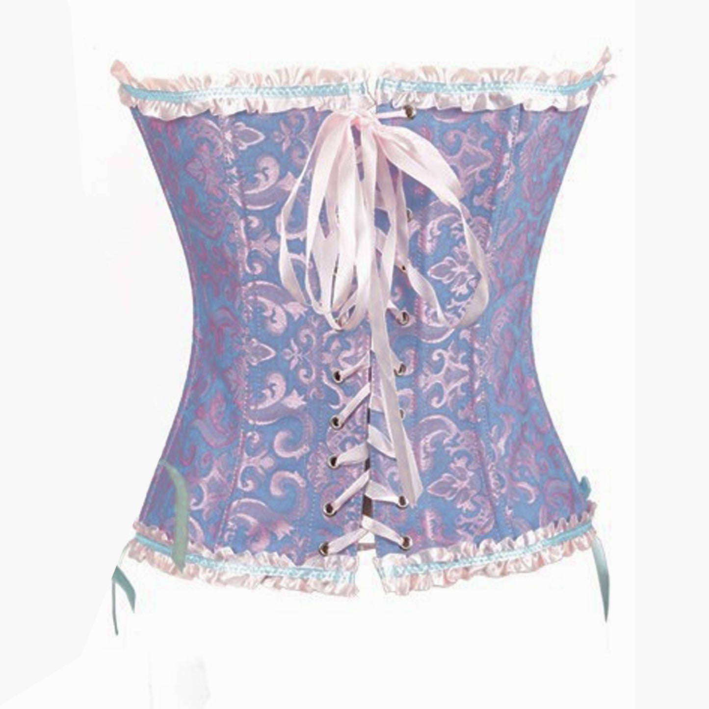 Retro Satin Obscure Jacquard Strapless Sweetheart Corset Bustier Top in Lavender