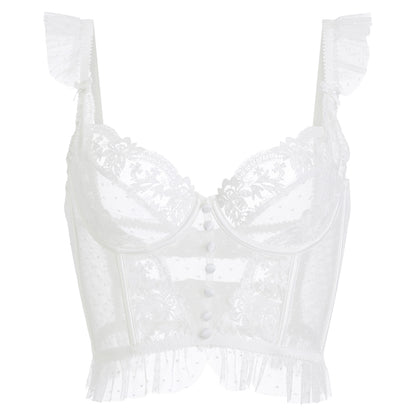 Secret d'Amour Lace Ruffle Mesh Corset Top