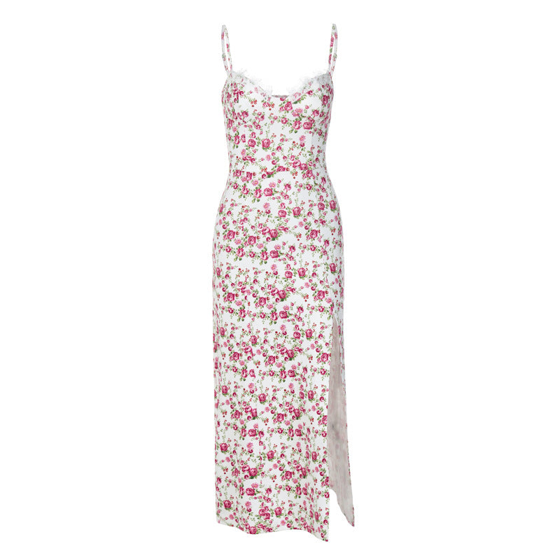 Countryside Summer Floral Print Midi Dress - Rose Garden