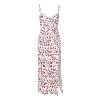 Countryside Summer Floral Print Midi Dress - Rose Garden